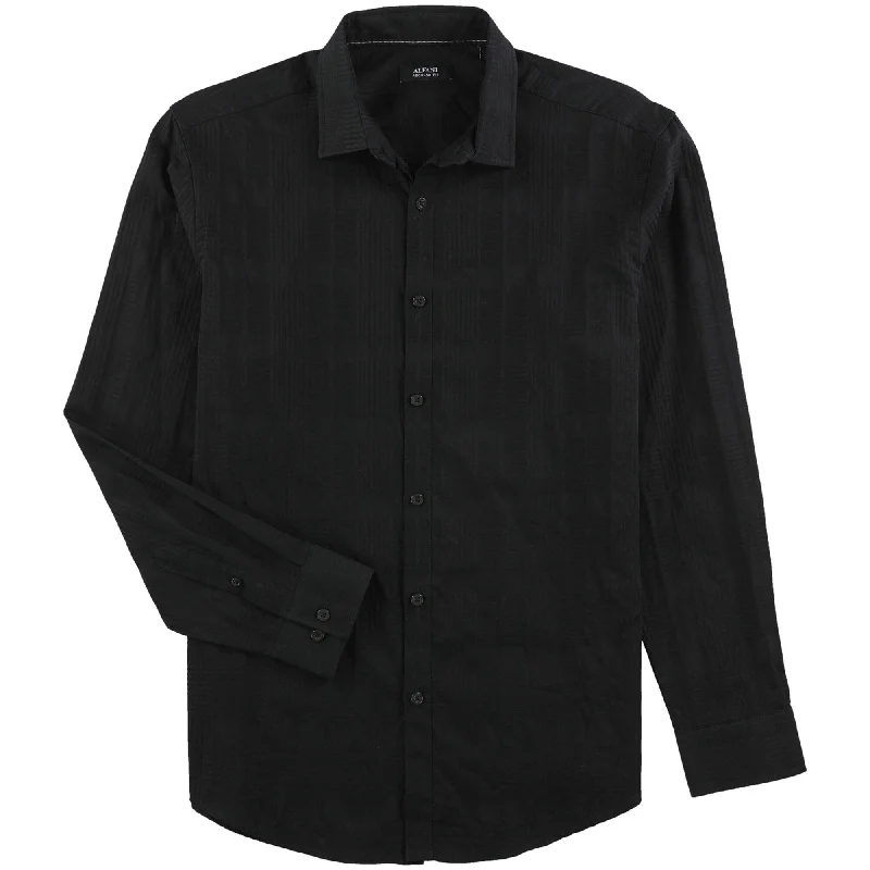 Men's Stretch - Fabric Casual Shirts in Navy Blue for a Comfortable and Flexible FitAlfani Mens Garrison Smooth Button Up Shirt, Black, Medium