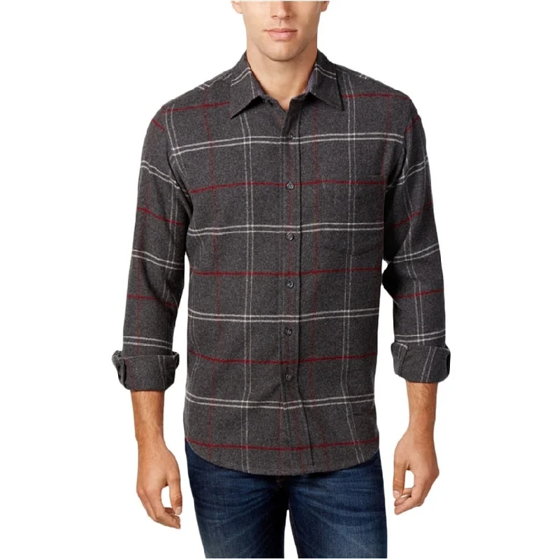 Men's Thermal - Lined Casual Shirts in Black for Added Warmth in Cold WeatherClub Room Mens Plaid Ls Button Up Shirt