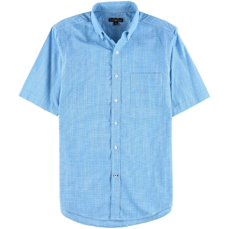 Men's Graphic - Printed Casual Shirts with Pop - Culture References for a Fun and Stylish LookClub Room Mens Texture Crosshatch Button Up Shirt, Blue, Small