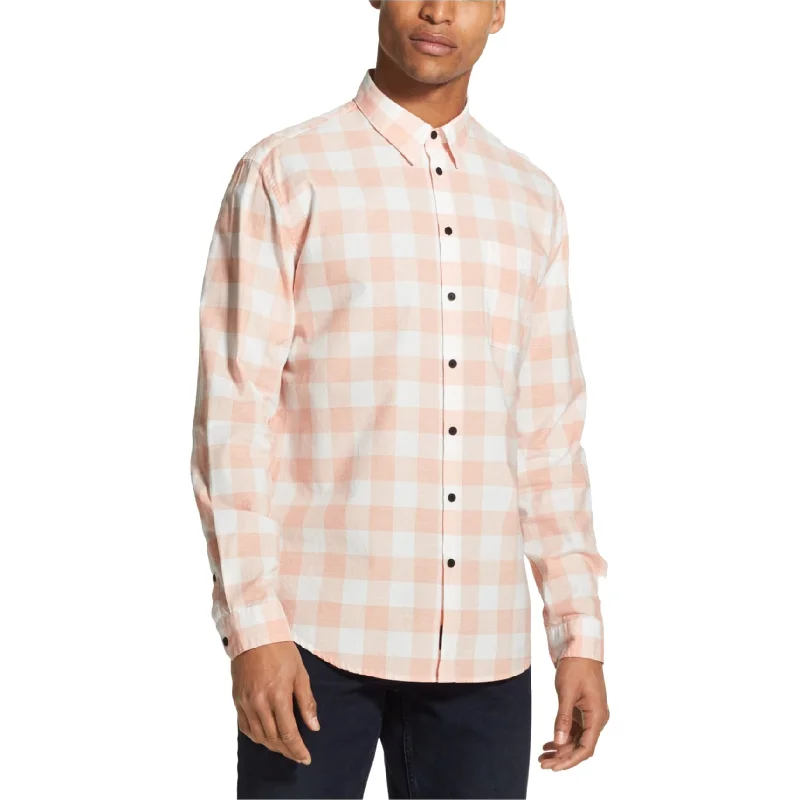 Men's Graphic - Printed Casual Shirts with Pop - Culture References for a Fun and Stylish LookDKNY Mens Plaid Button Up Shirt, Orange, Small