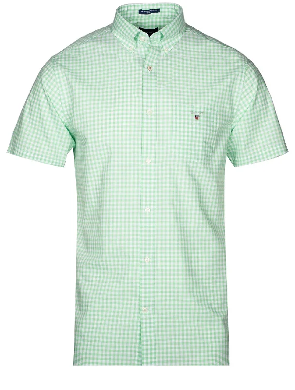 Men's Long - Line Oversized Casual Shirts in Dark Gray for a Relaxed and Modern LookRegular Broadcloth Gingham SS Bd Absinthe Green