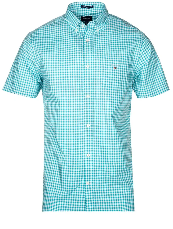 Men's Slim - Fit Printed Floral Casual Shirts in Pastel Colors for a Spring - Inspired VibeRegular Broadcloth Gingham SS Bd Aqua Green