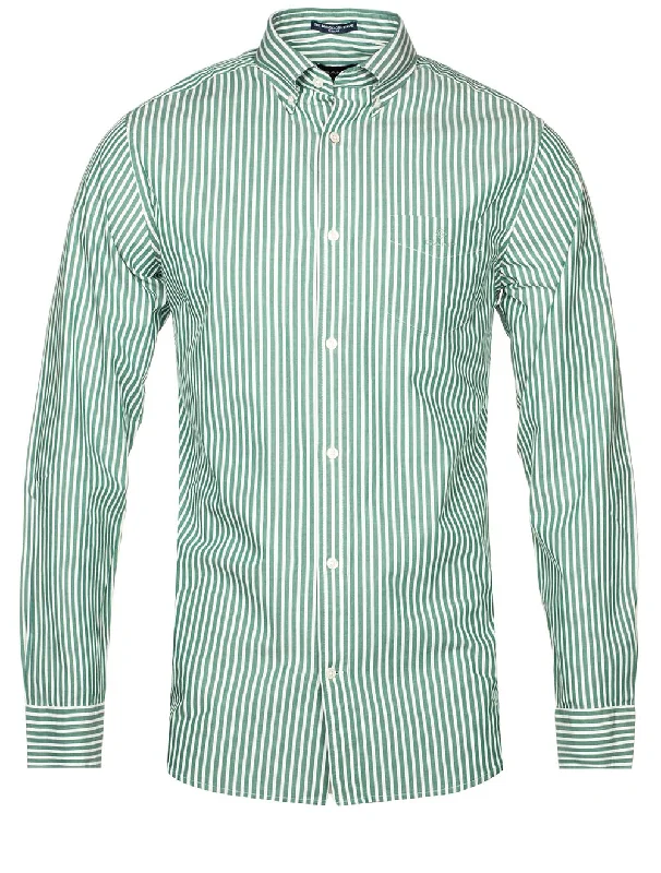 Plus Size Men's Plaid Flannel Casual Shirts in Earth Tones for a Cozy Fall OutfitRegular Fit Stripe Broadcloth Shirt Lavish Green