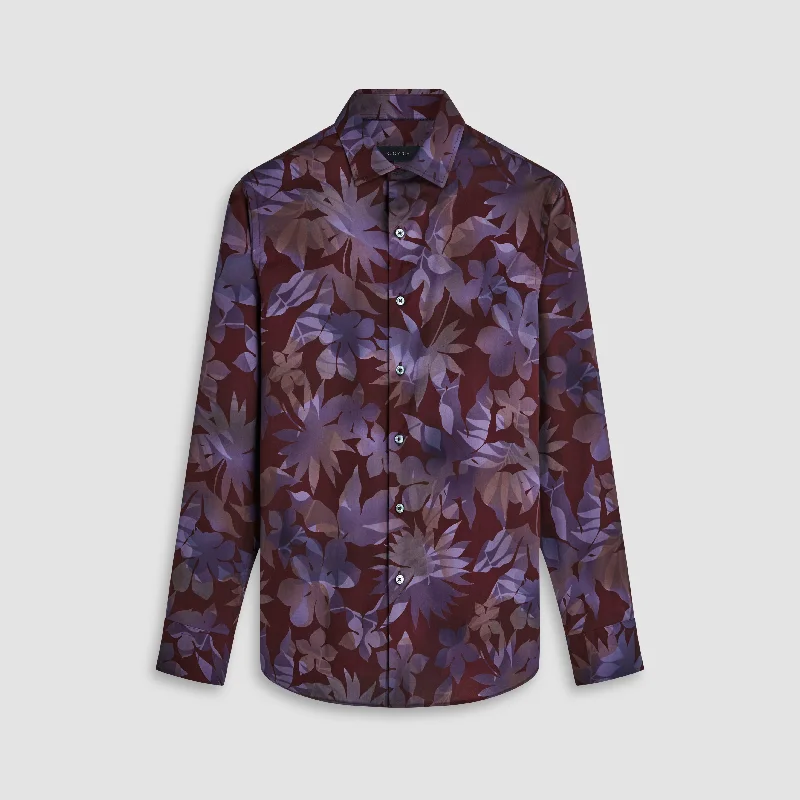 Men's Embroidered Detail Casual Shirts in Beige for a Touch of EleganceJulian Leaf Print Shirt