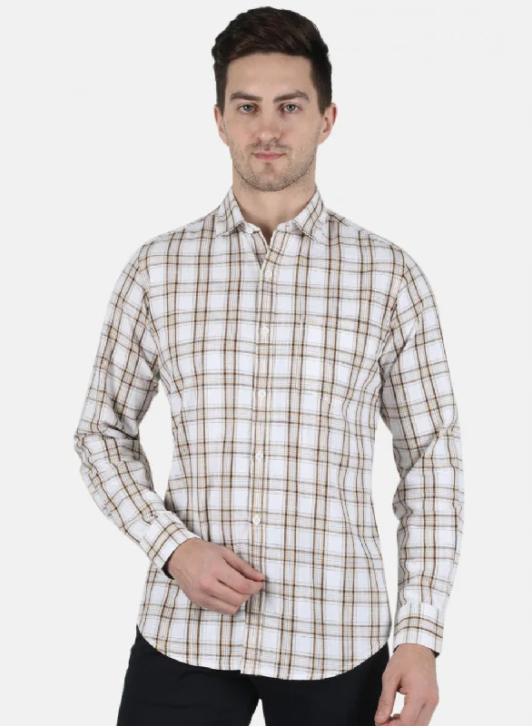 Men's Long - Line Oversized Casual Shirts in Dark Gray for a Relaxed and Modern LookMen Beige Check Shirt