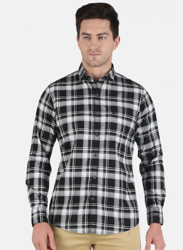 Men's Moisture - Wicking Performance Fabric Casual Shirts for Outdoor ActivitiesMen Black Check Shirt