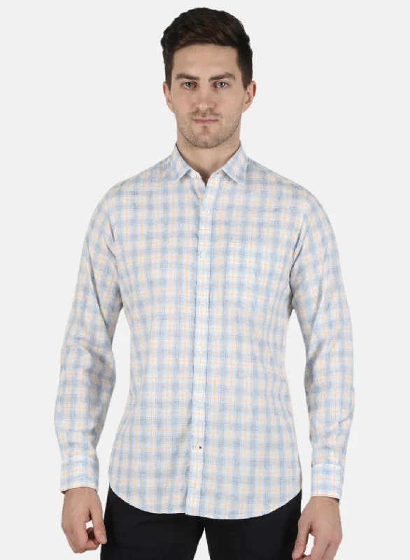 Men's Button - Down Oxford Casual Shirts in Crisp White for a Classic and Versatile StyleMen Blue Check Shirt