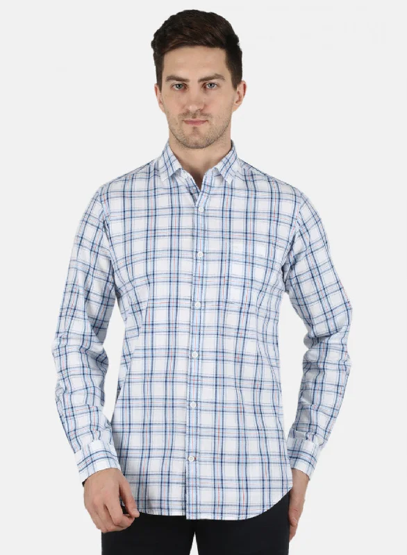 Men's Thermal - Lined Casual Shirts in Black for Added Warmth in Cold WeatherMen Blue Check Shirt