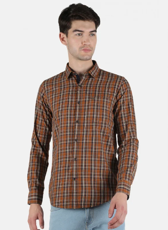 Men's Organic Cotton Casual Shirts with a Soft Handfeel for Everyday ComfortMen Brown Check Shirt