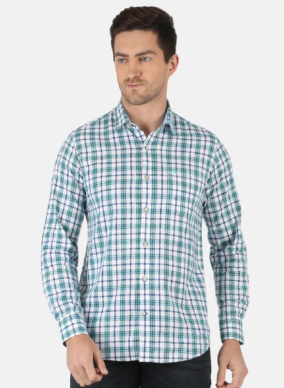 Men's Stretch - Fabric Casual Shirts in Navy Blue for a Comfortable and Flexible FitMen Green Check Shirt