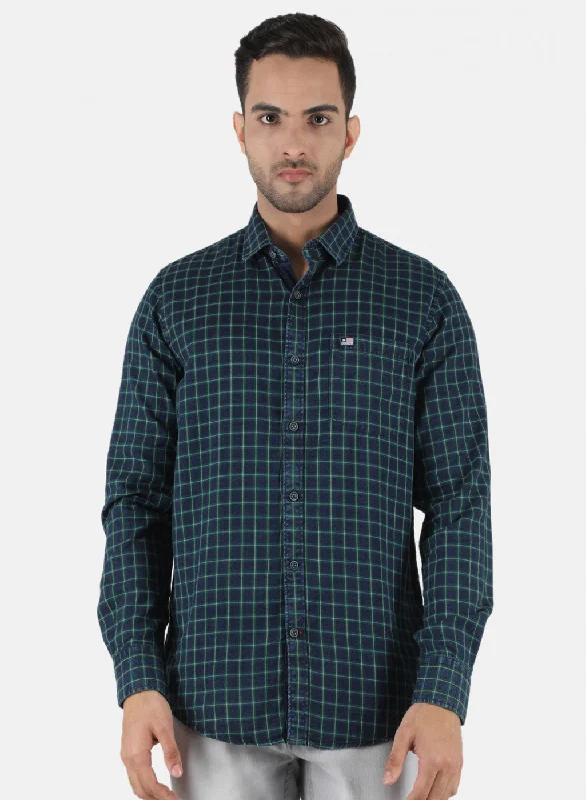 Men's Distressed Denim Casual Shirts with Frayed Edges for a Trendy and Rugged LookMen Green Check Shirt