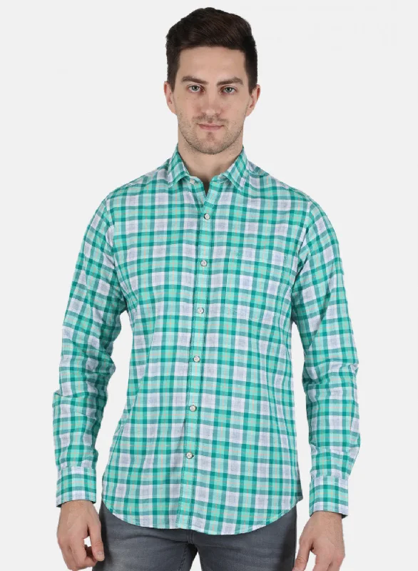 Men's Distressed Denim Casual Shirts with Frayed Edges for a Trendy and Rugged LookMen Green Check Shirt