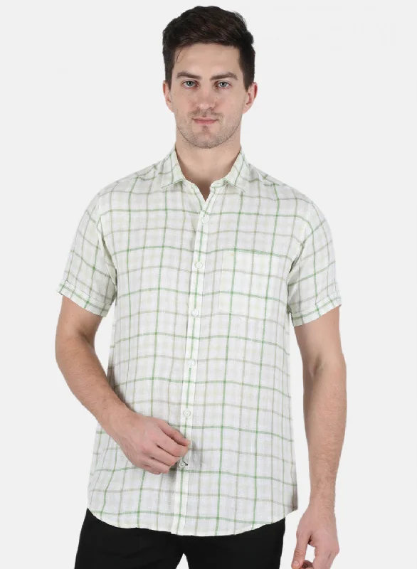 Men's Sustainable Recycled Material Casual Shirts for Eco - Conscious ConsumersMen Green Check Shirt