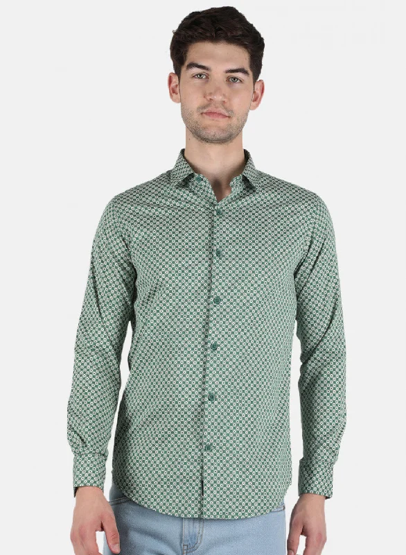 Men's Short - Sleeve Linen Casual Shirts in Light Khaki for a Breathable Summer OptionMen Green Printed Shirt