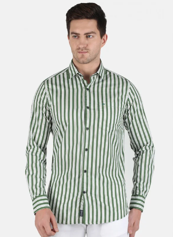 Men's Graphic - Printed Casual Shirts with Pop - Culture References for a Fun and Stylish LookMen Green Stripe Shirt