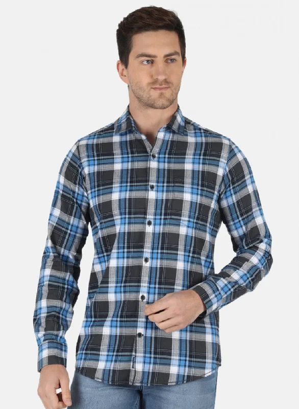 Men's Wrinkle - Resistant Polyester Blend Casual Shirts for Easy Travel and MaintenanceMen Grey Check Shirt