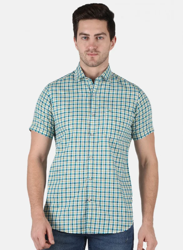 Men's Tailored Fit Checkered Casual Shirts in Multicolor for a Smart - Casual EnsembleMen Light Olive Check Shirt