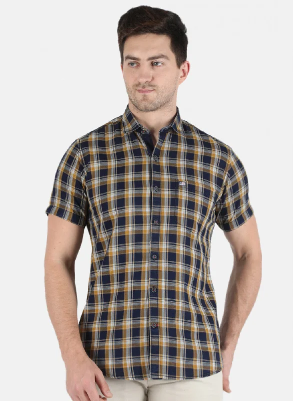 Men's Organic Cotton Casual Shirts with a Soft Handfeel for Everyday ComfortMen Mustard Check Shirt