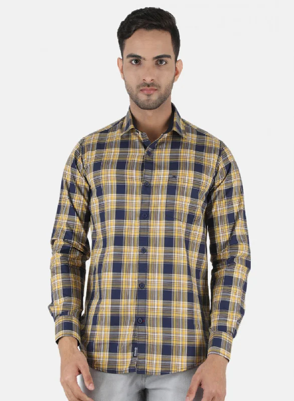 Men's Distressed Denim Casual Shirts with Frayed Edges for a Trendy and Rugged LookMen Mustard Printed Shirt