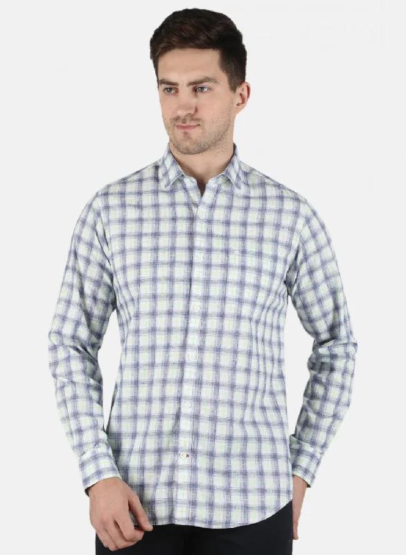 Men's Slim - Fit Printed Floral Casual Shirts in Pastel Colors for a Spring - Inspired VibeMen NAvy Blue Check Shirt