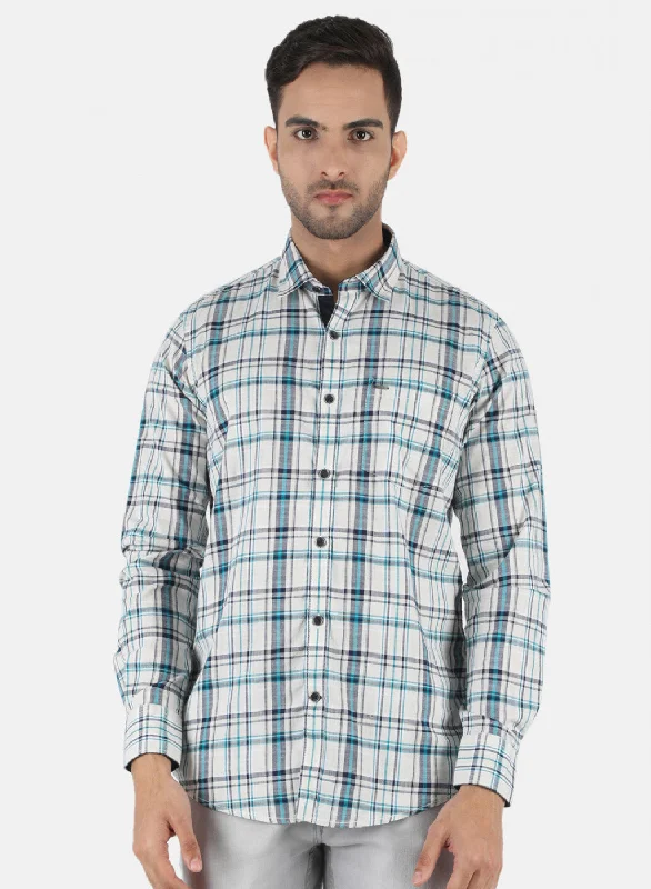 Men's Tailored Fit Checkered Casual Shirts in Multicolor for a Smart - Casual EnsembleMen Off White Check Shirt