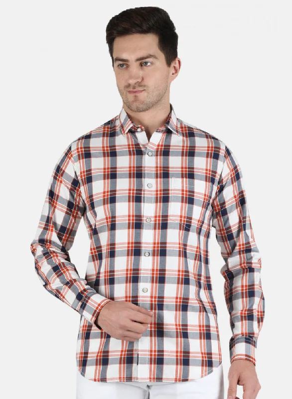 Plus Size Men's Plaid Flannel Casual Shirts in Earth Tones for a Cozy Fall OutfitMen Orange Check Shirt