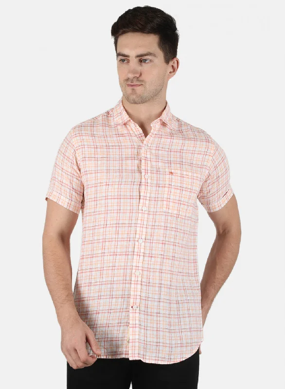 Men's Graphic - Printed Casual Shirts with Pop - Culture References for a Fun and Stylish LookMen Orange Check Shirt