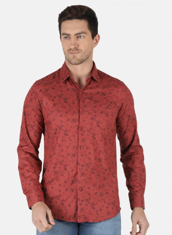 Men's Two - Tone Contrast Panel Casual Shirts in White and Navy for a Stylish and Eye - Catching DesignMen Orange Printed Shirt