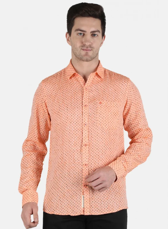 Men's Moisture - Wicking Performance Fabric Casual Shirts for Outdoor ActivitiesMen Orange Printed Shirt