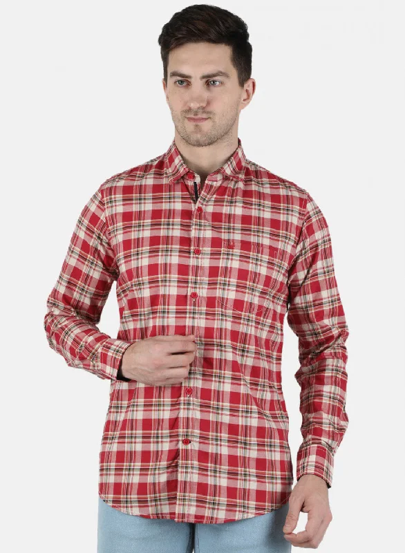 Plus Size Men's Plaid Flannel Casual Shirts in Earth Tones for a Cozy Fall OutfitMen Pink Check Shirt