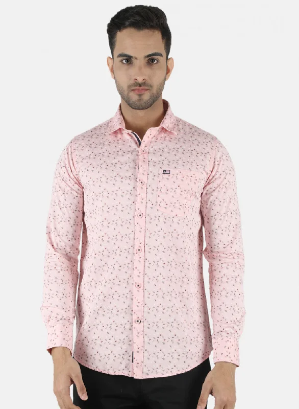 Men's Short - Sleeve Linen Casual Shirts in Light Khaki for a Breathable Summer OptionMen Pink Printed Shirt