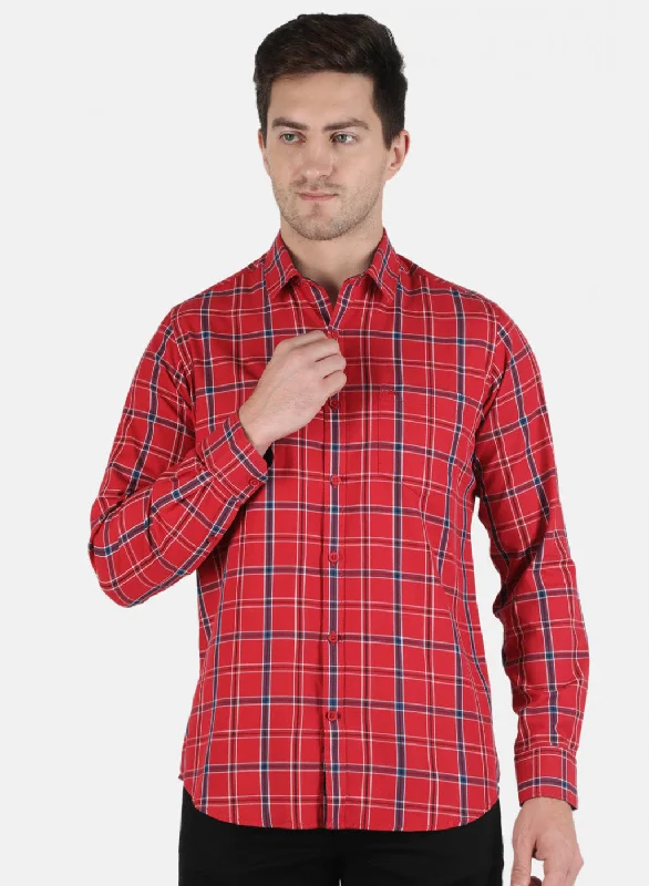 Men's Long - Line Oversized Casual Shirts in Dark Gray for a Relaxed and Modern LookMen Red Check Shirt