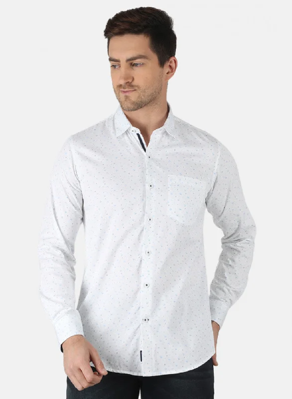 Men's Button - Down Oxford Casual Shirts in Crisp White for a Classic and Versatile StyleMen White Printed Shirt