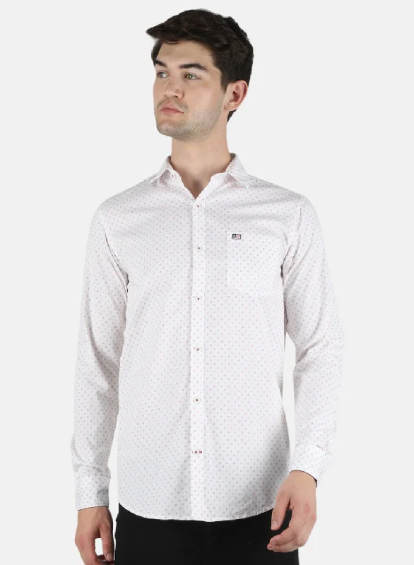 Men's Moisture - Wicking Performance Fabric Casual Shirts for Outdoor ActivitiesMen White Printed Shirt