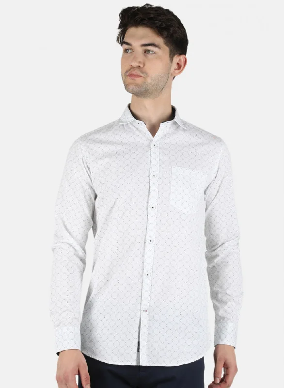 Men's Short - Sleeve Linen Casual Shirts in Light Khaki for a Breathable Summer OptionMen White Printed Shirt