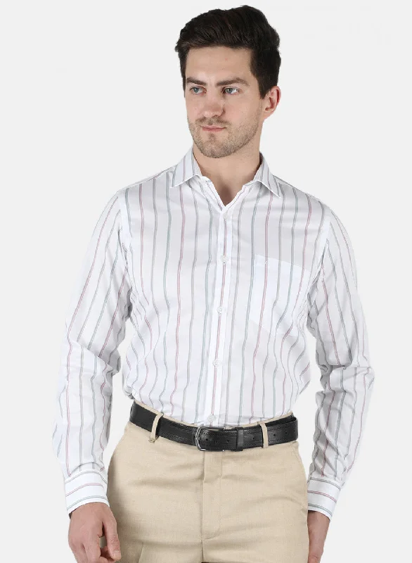 Men's Sustainable Recycled Material Casual Shirts for Eco - Conscious ConsumersMen White Stripe Shirt