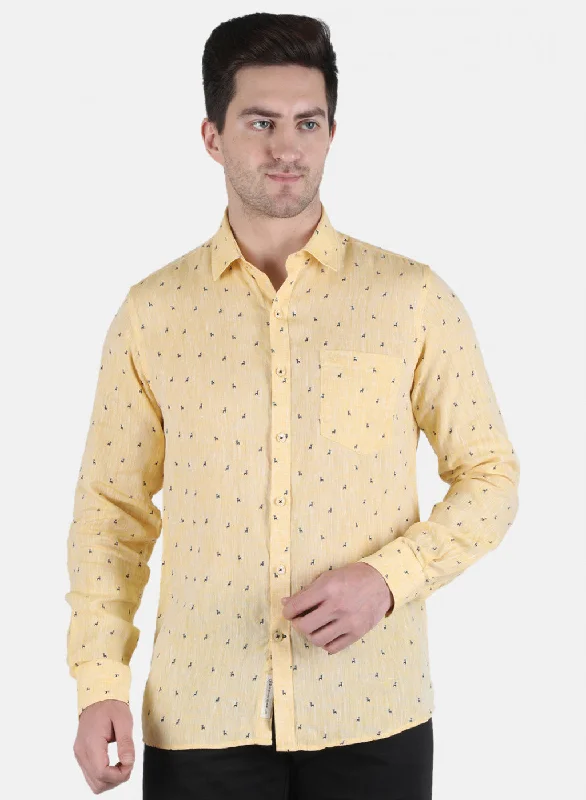 Men's Organic Cotton Casual Shirts with a Soft Handfeel for Everyday ComfortMen Yellow Printed Shirt