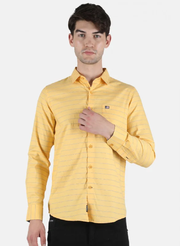 Men's Sustainable Recycled Material Casual Shirts for Eco - Conscious ConsumersMen Yellow Stripe Shirt