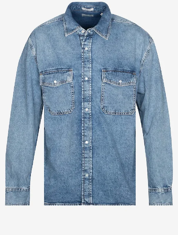 Men's Button - Down Oxford Casual Shirts in Crisp White for a Classic and Versatile StyleOversized Denim Shirt Light Blue Worn In