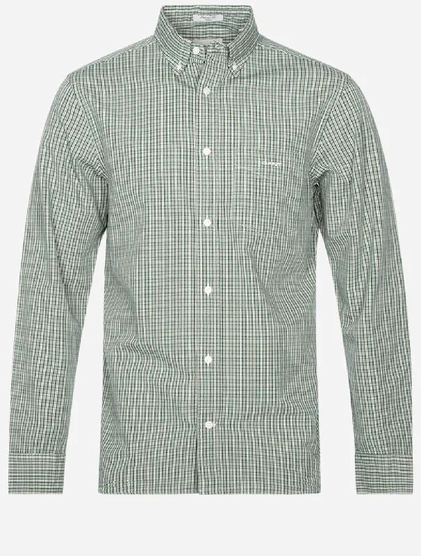 Men's Organic Cotton Casual Shirts with a Soft Handfeel for Everyday ComfortRegular Archive Poplin Check Shirt Forest Green