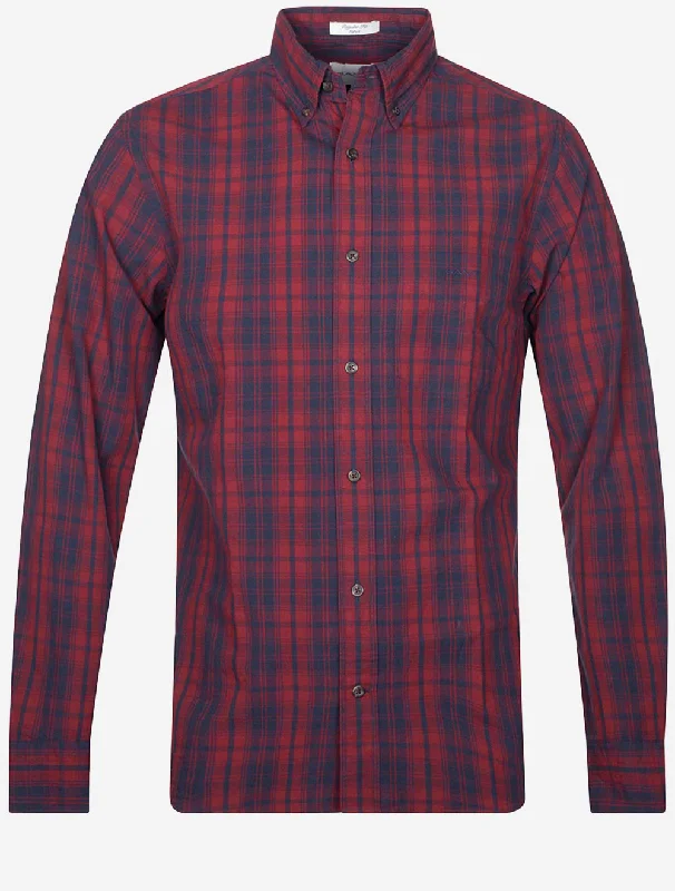 Men's Button - Down Oxford Casual Shirts in Crisp White for a Classic and Versatile StyleRegular Archive Poplin Plaid Shirt Plumped Red