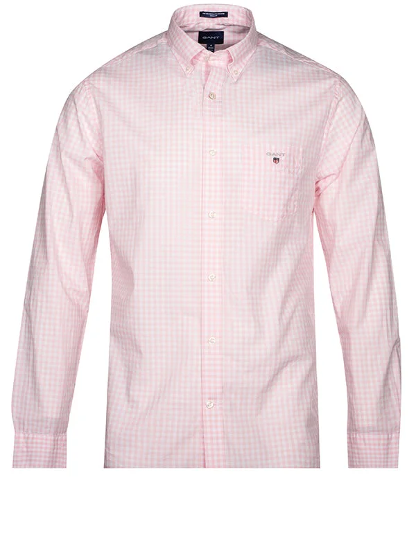 Men's Sustainable Recycled Material Casual Shirts for Eco - Conscious ConsumersRegular Fit Gingham Broadcloth Shirt California Pink