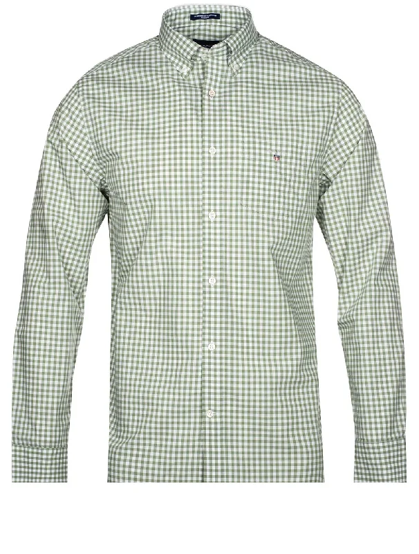 Men's Stretch - Fabric Casual Shirts in Navy Blue for a Comfortable and Flexible FitRegular Fit Gingham Broadcloth Shirt Kalamata Green