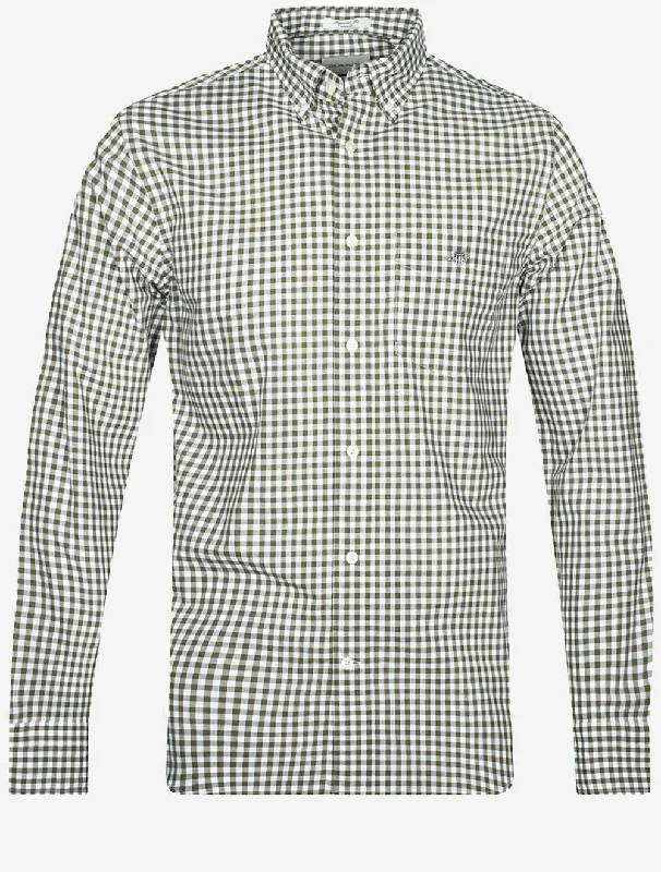 Men's Thermal - Lined Casual Shirts in Black for Added Warmth in Cold WeatherRegular Fit Poplin Gingham Shirt Juniper Green