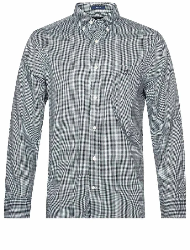 Men's Long - Line Oversized Casual Shirts in Dark Gray for a Relaxed and Modern LookRegular Fit Poplin Micro Gingham Shirt Eden Green