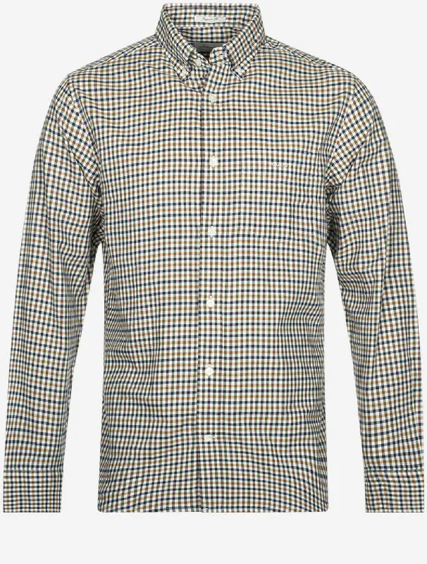 Men's Long - Line Oversized Casual Shirts in Dark Gray for a Relaxed and Modern LookRegular Twill Micro Multi Check Shirt Eggshell