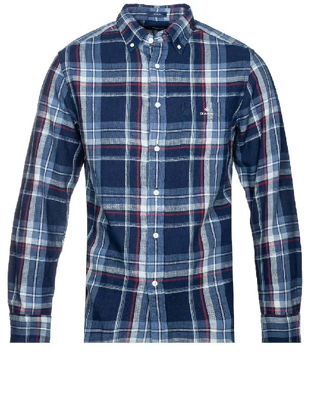 Men's Graphic - Printed Casual Shirts with Pop - Culture References for a Fun and Stylish LookRegular Fit Indigo Plaid Shirt Dark Indigo