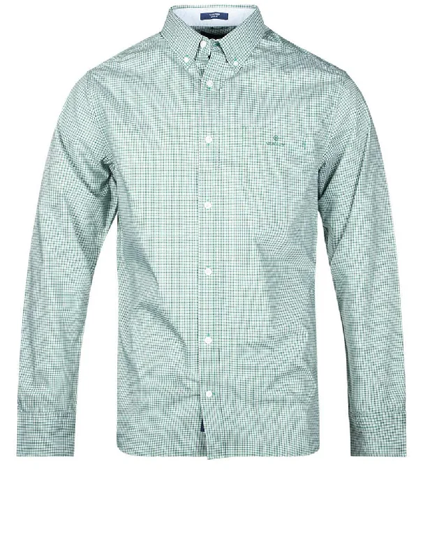 Plus Size Men's Striped Chambray Casual Shirts with a Spread Collar for a Preppy AppearanceRegular Fit Micro Check Button-Down Shirt Lavish Green