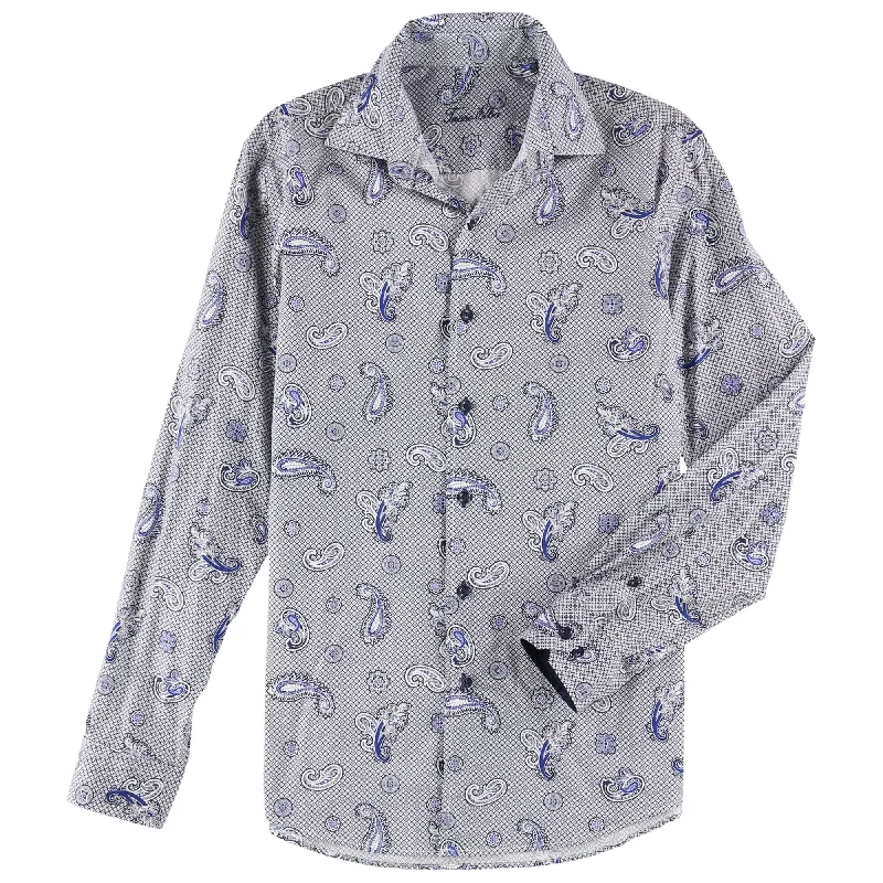 Men's Long - Line Oversized Casual Shirts in Dark Gray for a Relaxed and Modern LookTasso Elba Mens Paisley Button Up Shirt, Blue, Small