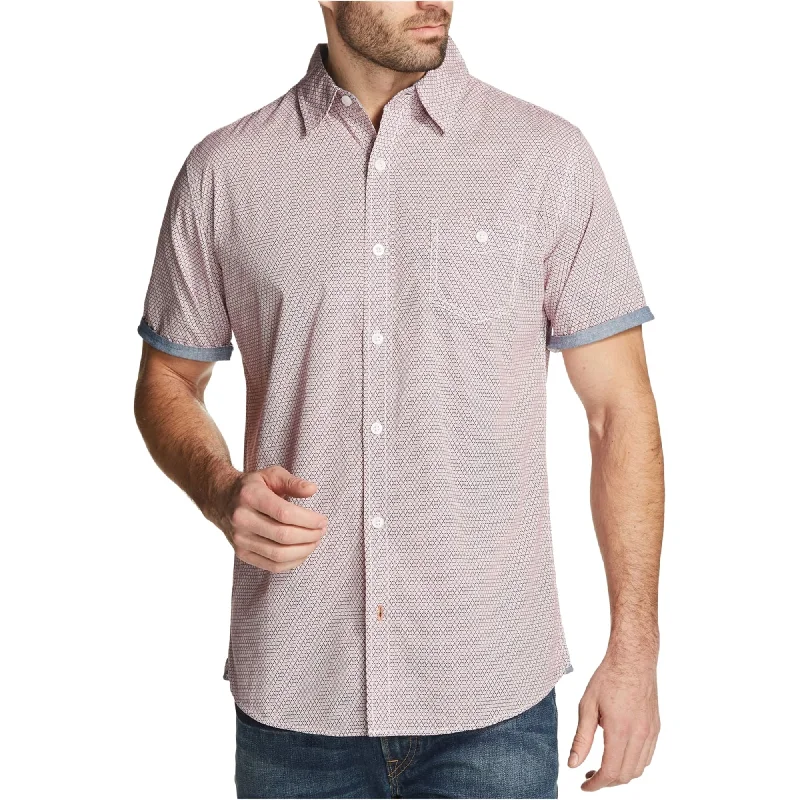 Men's Linen Blend Casual Shirts with Roll - Up Sleeves for a Summer Beach LookWeatherproof Mens Printed Poplin Button Up Shirt